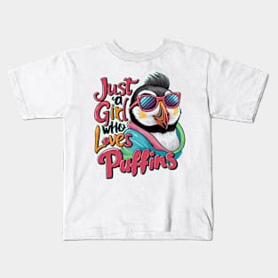 Just A Girl Who Loves puffins Kids T-Shirt